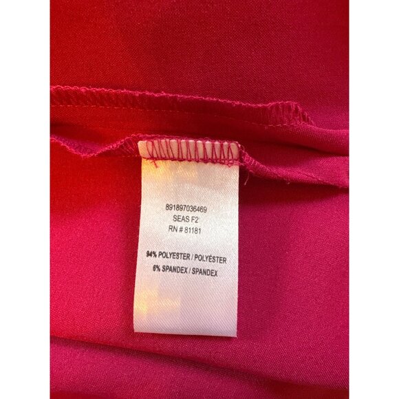 Kathy Che Button-Up Red Tunic Shirt 14/16W Mandarin Collar Roll Tab Sleeves - Picture 10 of 10